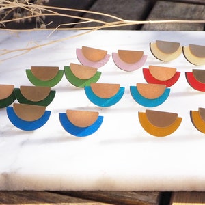 Geometric semi circle stud earrings / Half moon stud earrings available in various colours