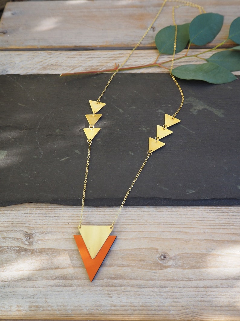 Geometric long triangle necklace laser cut triangle necklace image 9