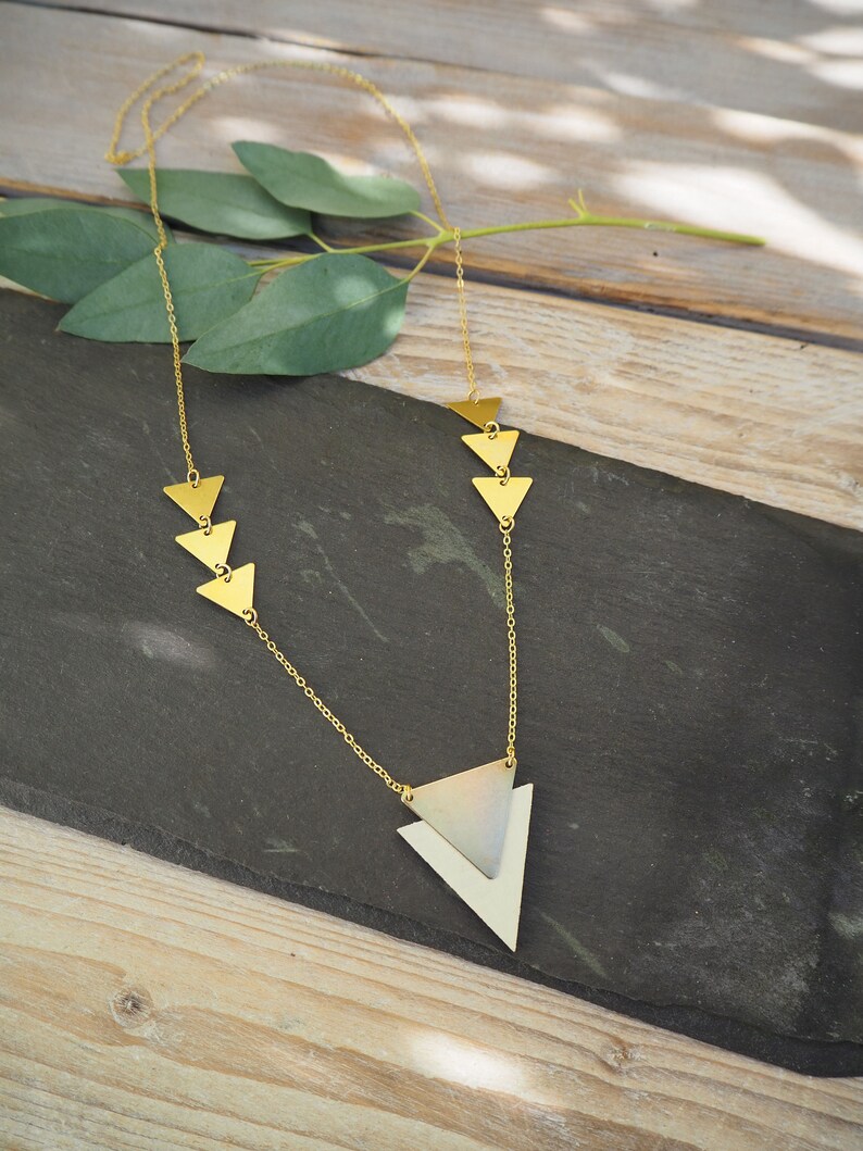 Geometric long triangle necklace laser cut triangle necklace image 2