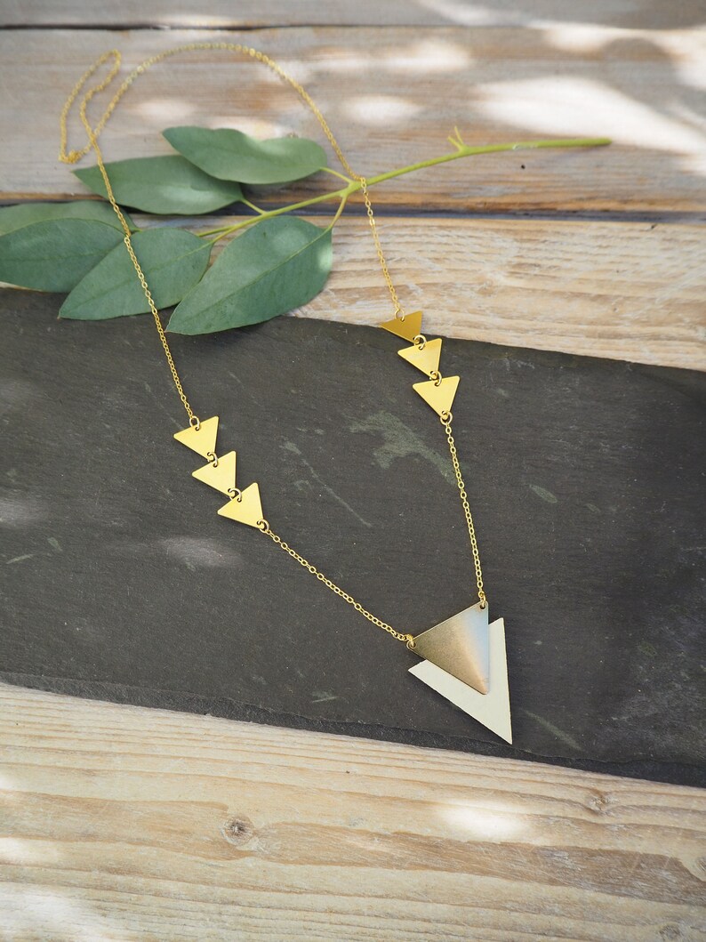 Geometric long triangle necklace laser cut triangle necklace image 1