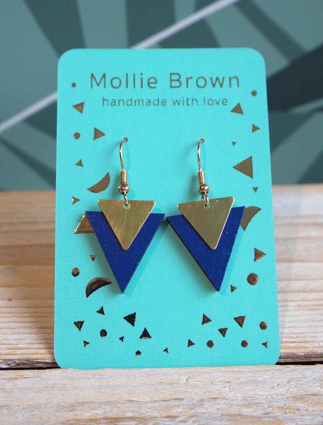 Geometric Triangle Dangle Earrings - Geometric Drop Earrings - Laser ...