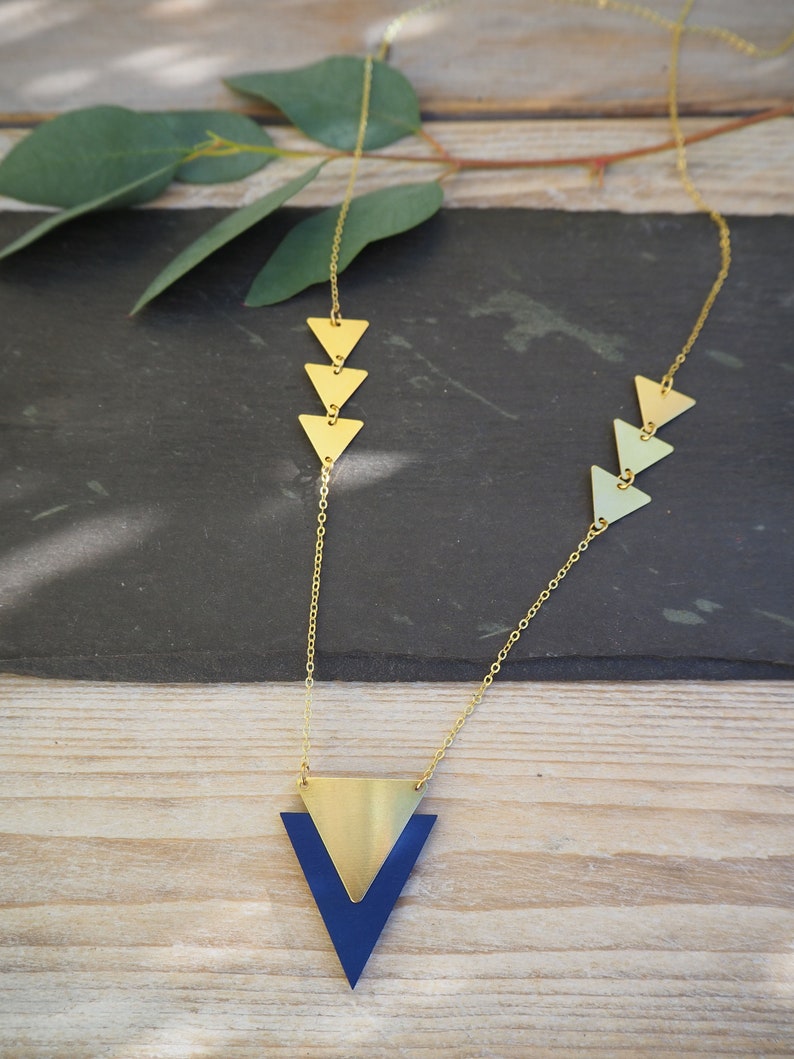 Geometric long triangle necklace laser cut triangle necklace image 5