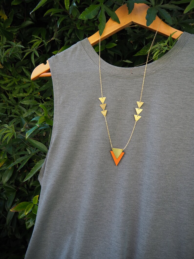 Geometric long triangle necklace laser cut triangle necklace image 3