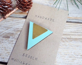 Triangle brooch/geometric brooch/geometric jewellery/triangle jewellery/Triangle Brooch/wooden jewellery/gift for her/stocking filler