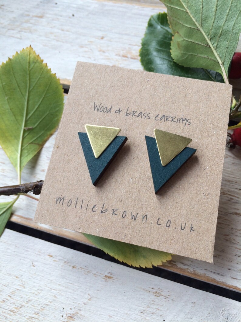 •GEO TRIANGLES + SPIKE• mixed metal earrings