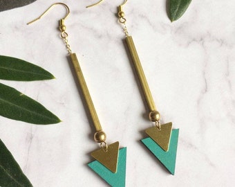 Geometric dangle earrings -gift for mum - triangle earrings