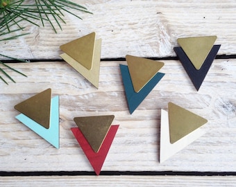 Triangle brooch Geometric brooch Triangle jewellery Geometric Jewellery Laser cut wooden brooch Gifts for Her Stocking filler