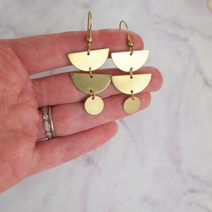 Geometric drop earrings brass earrings semi circle earrings image 4
