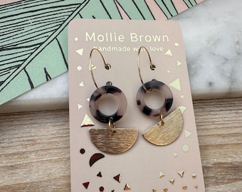 Geometric hoop earrings - modern minimalist hoop earrings - brass hoop earrings