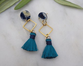 tassel stud earrings - Art Deco tassel earrings - Geometric tassel earrings