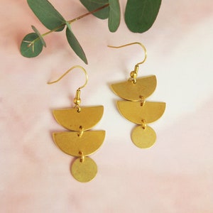 Geometric drop earrings brass earrings semi circle earrings image 2