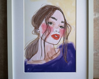 Impresión de ilustración de moda - Impresión A4 - Impresión de retrato de niña