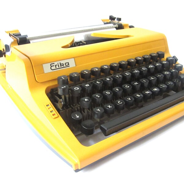Vintage Yellow Typewriter- Erika Daro Model from East Germany 1980s- excellent condition