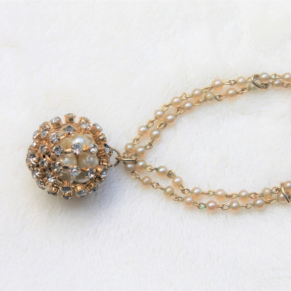 Vintage Kramer Charm Bracelet with Faux Pearls and
