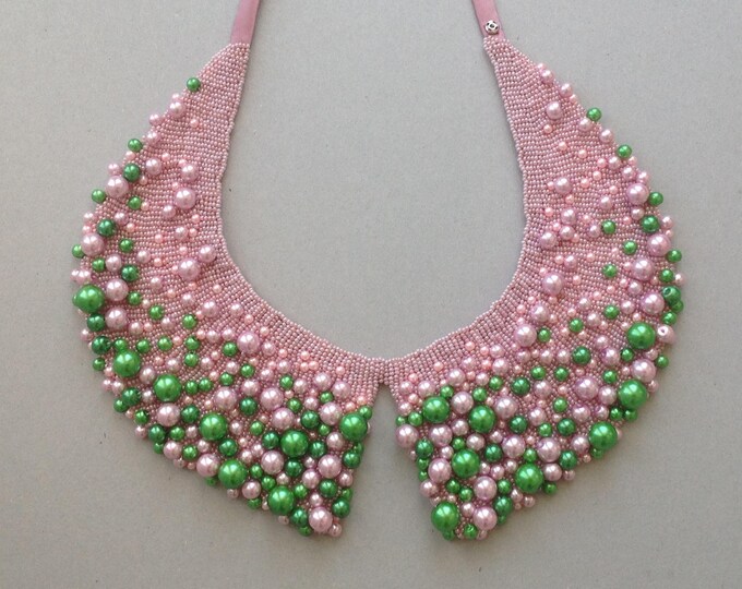 Handmade Pearl Collar Necklace in Vintage Style Lenght Etsy