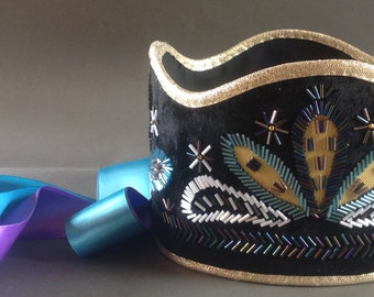 Handmade ethnographic crown with Latvian writings