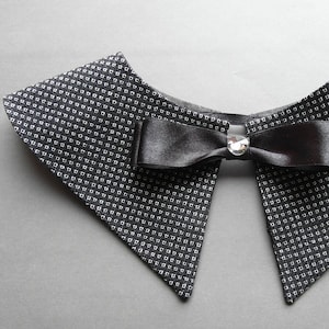 Handmade black collar with butterfly and Swarovski crystal