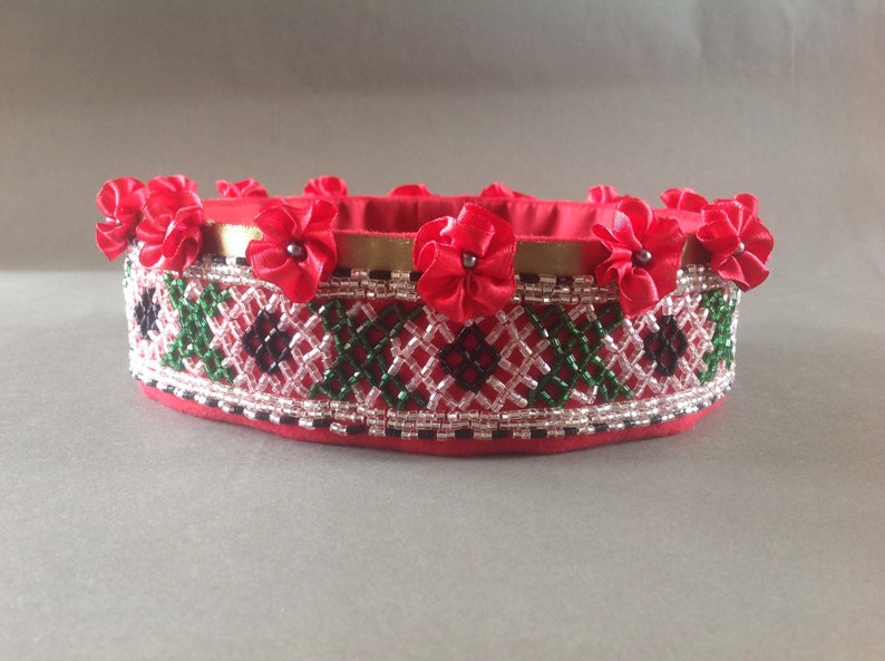 Handmade ethnographic crown with Latvian writings image 1