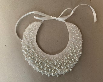 Handmade pearl collar, necklace vintage style