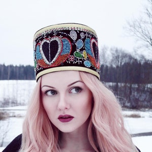 Handmade ethnographic crown with Latvian writings image 3