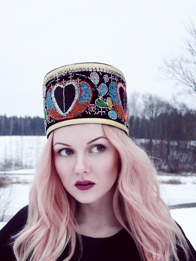 Handmade ethnographic crown with Latvian writings image 3