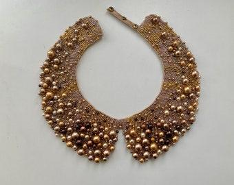 Handmade pearl collar, necklace in vintage, Peter Pan style