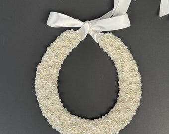 Handmade ivory pearls neclace - collar - wedding accessory.