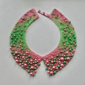 Handmade pearl collar, necklace in vintage, Peter Pan style