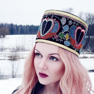 Handmade ethnographic crown with Latvian writings image 2