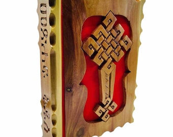 Bible éthiopienne amharique orthodoxe 81 ( ቅዱስ) recouverte de bois sculpté à la main