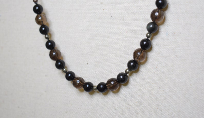 black obsidian smoky quartz prosperity financial abundance manifestation choker pyrite