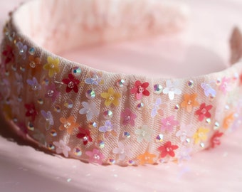 Blossom headband, floral headband, pastel headband, crystal headband, unique headband, wedding headband, hair accessories,