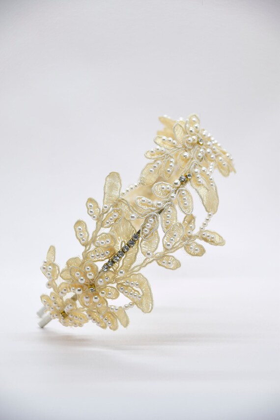Bridal Headpiece Bridal Lace Headband Bridal Hair Piece Etsy