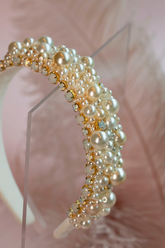Statement pearl beaded headband Statement Pearl Headband - Richard Designs main image 2