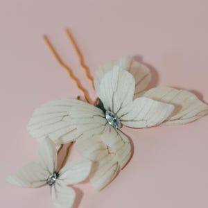 Bridal Butterfly Hair Pins - White Silk Butterflies