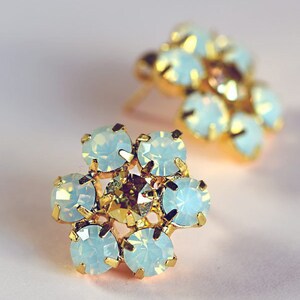 Floral Earrings, Cluster Earrings, Swarovski Earrings, Bridal Earrings, Flower Earrings, Blush Pink Earrings, Blossom Earrings image 3