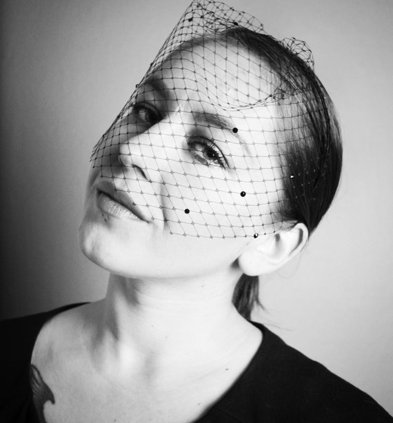 Black Birdcage Veil Black Fascinator Black Veil Headdress Etsy