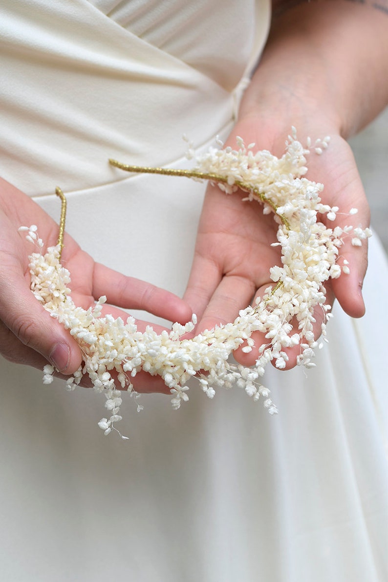 Bridal Floral Wreath Headband, dried flowers headband, floral head wreath, bridal headpiece, floral wedding headpiece, wedding headband image 4