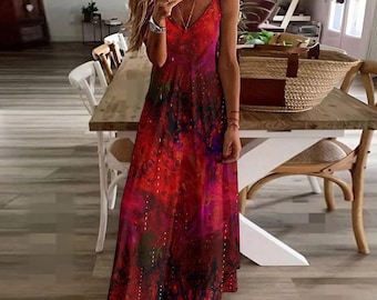 Colorful Boho maxi dress Sling style dress Summer maxi Dress