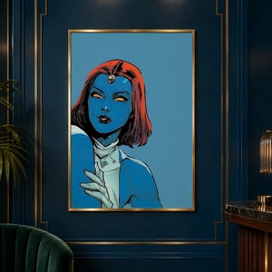 Mystique X-Men Poster - Mutant Shape-shifter Print, Comic-Inspired Superhero Aesthetic Bedroom or Studio Decor