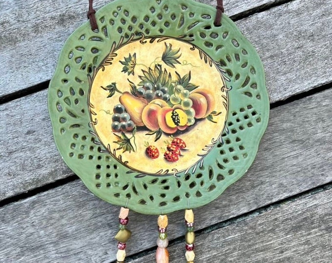 Upcycled Plate Wall Hanging Decorative Plate Hanging Beads Etsy