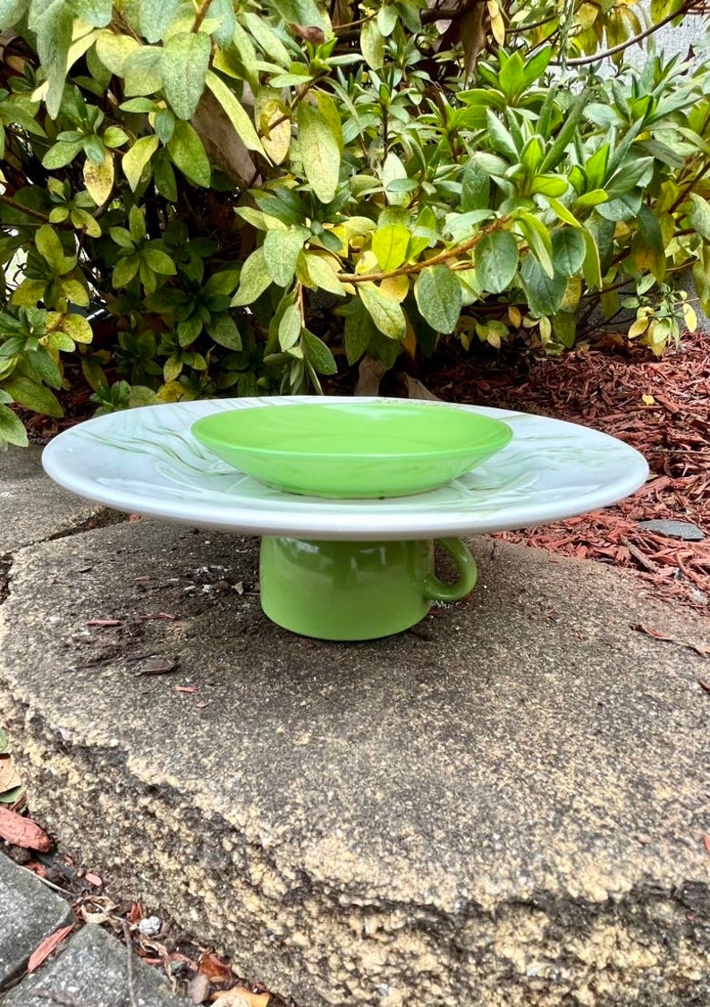 Green White Ring Dish Jewelry Holder Tiered Plate Trinket Etsy