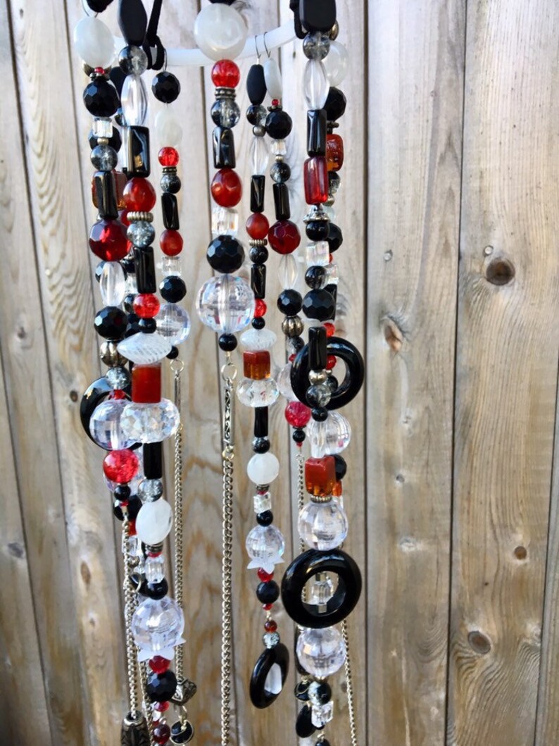 Black Red Crystal Wind Chime Mobile Hanging Bead Art Window Etsy