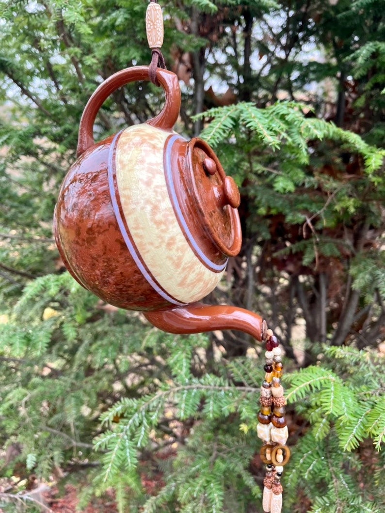 Brown Tea Pot Kitchen Decoration Garden Decor Hanging Tea Etsy