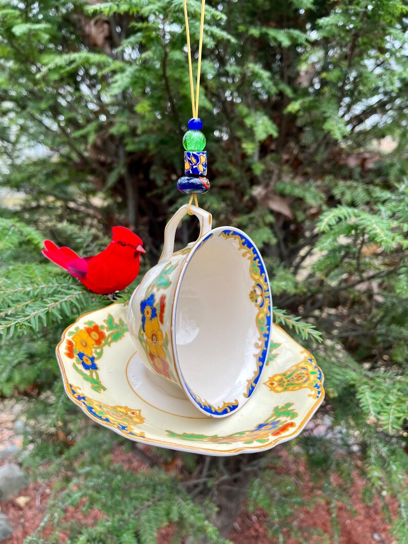 Vintage Tea Cup Bird Feeder Outdoor Bird Feeder Upcycled Etsy