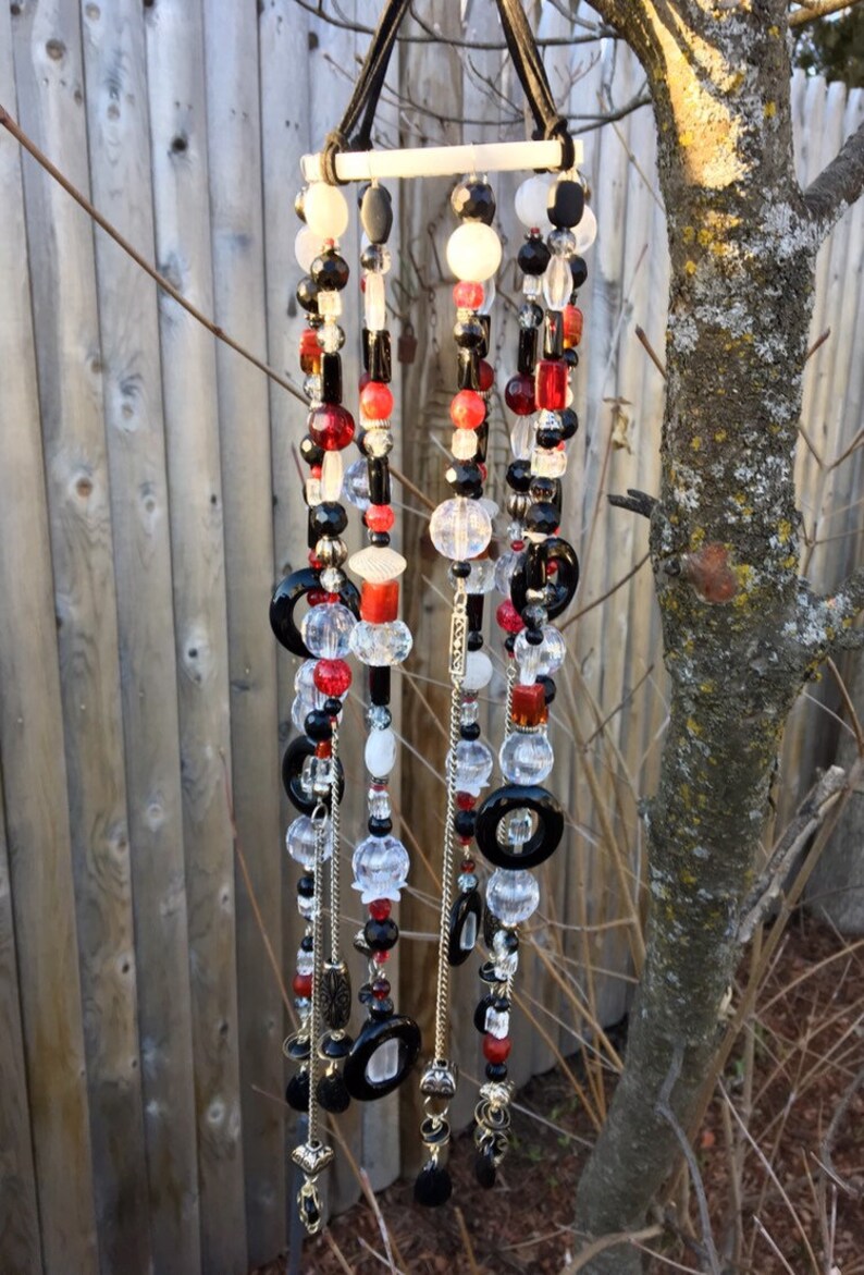Black Red Crystal Wind Chime Mobile Hanging Bead Art Window Etsy