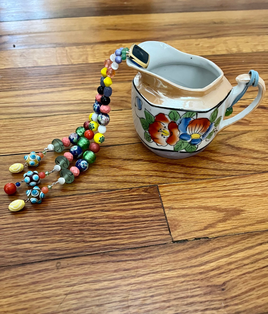 Hanging Yard Art Garden Decoration Pouring Beads Upcycled Etsy