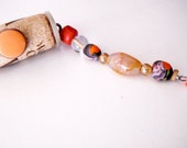 Fall Decor, Orange Brown Recycled Wine Cork Ornament, Beaded Ornament, Sun Catcher, Icicle Ornament, Christmas Ornament, Recycled Jewelry,