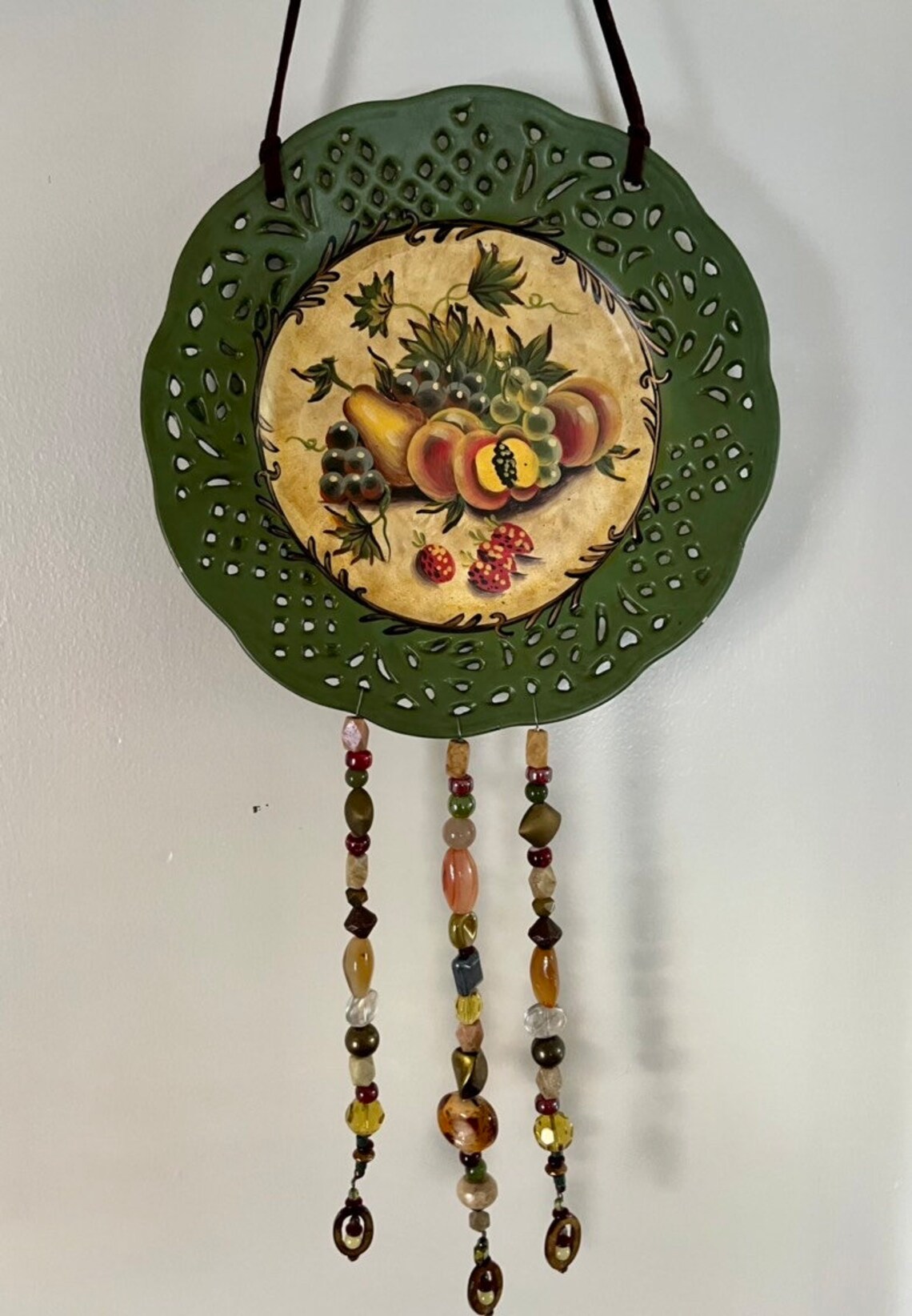 Upcycled Plate Wall Hanging Decorative Fruit Plate Hanging Etsy