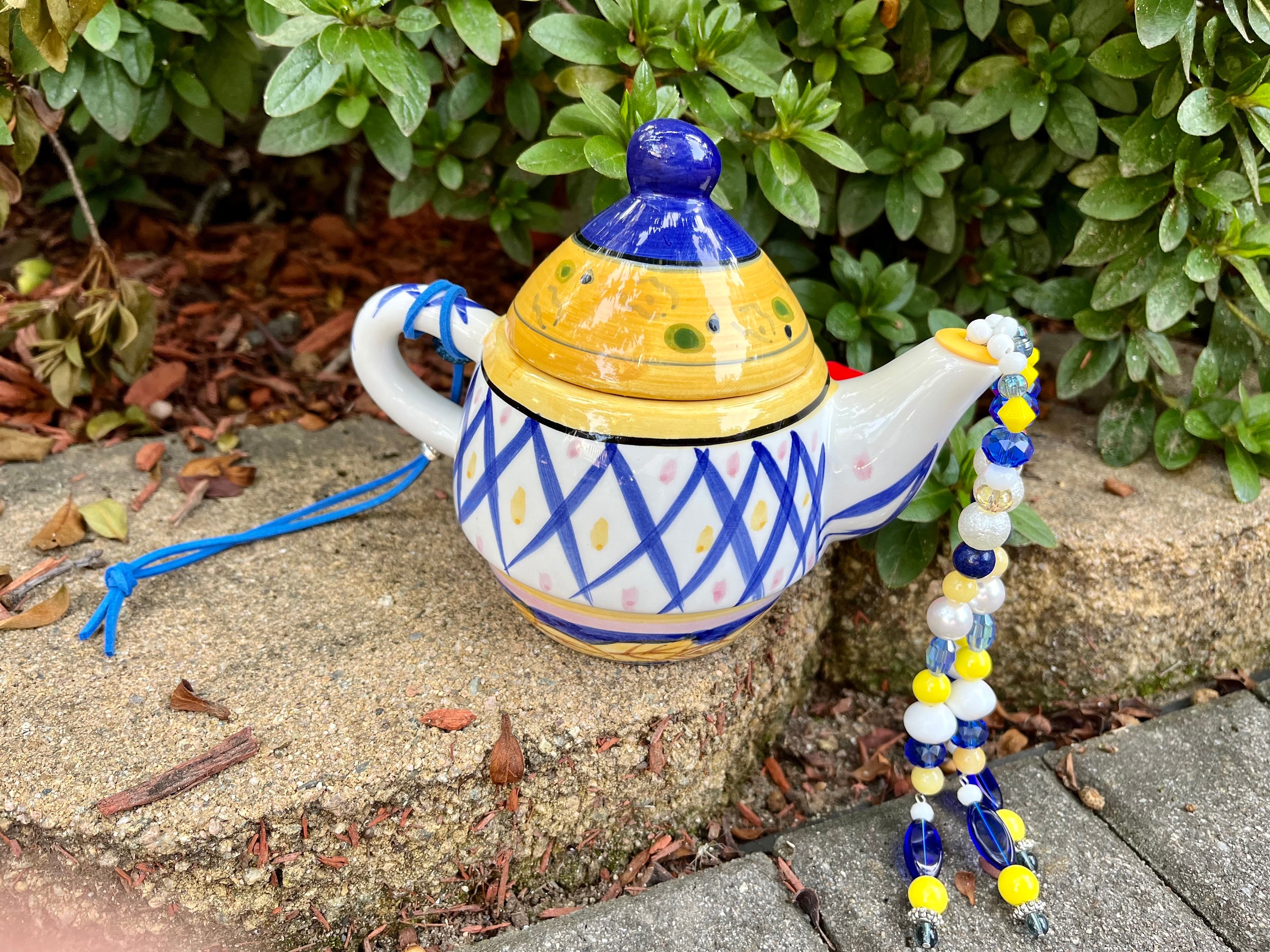 Set Of 4 Colorful Tea Pot Lid Ropes - Decorative Pot String Accessories With Beads